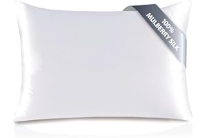 TOWNSSILK - Funda de Almohada 100% de Seda de Morera, cuida el Cabello y la Piel, Ambos Lados de Seda de 19 Momme, 1 Unidad,Blanco， 40 x 80 cm
