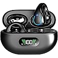 Headphones Wireless Earbuds - Comfort Open Ear Headphone, Clip On Bluetooth 5.3 Ear Buds, Built-in Microphone HIFI Sound Running Earphones with LED Display Charging Case