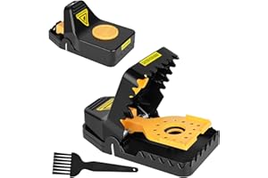 KWAIYOLE Extra Large Rat Traps, Super Heavy Duty Instant Kill Traps,Reusable Humane Mouse Traps for Mouse Rat Chipmunk,High Sensitive Mice Snap Trap for Indoors and Outdoors,Effective & Safe Rodent (2, Yellow)