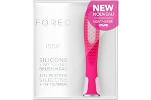 Tête de brosse hybride FOREO ISSA, poils en silicone et polymère PBT de qualité médicale, durée de vie de 6 mois, remplaçable,Fuchsia