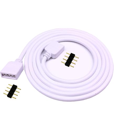 Câble Extension Bande LED RGB - 4 Broches, 1m (x4), Blanc - Pour Ruban 5050/3528/2835