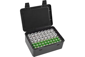 FULLCASE Battery Storage Organizer Holder Holds 54 AA AAA Batteries, Box Cases Garage Container, Home Drawer Organization Dispenser (Case Only) Black