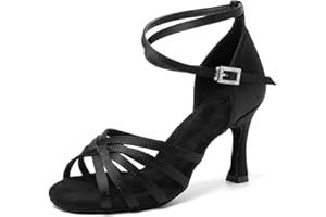 Rosefinch Chaussures de Danse de Salon Latine Femme Fille Jazz Salsa y Strass Talon Haut Salle de Bal Salsa Tango Chacha Performance Professionnelle Pratique