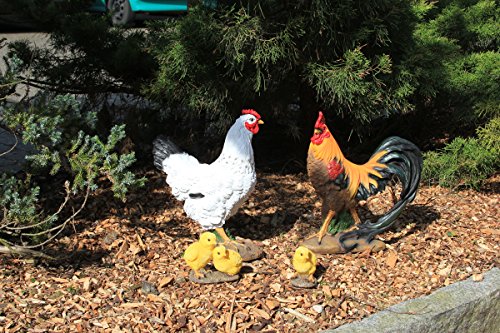 1PLUS Polyresin Figuren Gartenfigur Hahn, handbemalt, Gartendekoration Tiere, Kunstharz Dekofiguren - 3