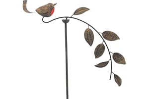MAISONICA Tall 1.28m Rusty Robin Metal Garden Stake Spinner Balancer Ornament Decoration