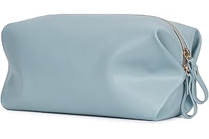 WANDERING NATURE Neceser Maquillaje Mujeres Portátil Bolsa de Cosméticos Hidrófugo Bolsa de Cuero Vegano para Hogar Vacaciones Viaje, Azul