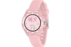 Tikkers Series 34 Kids Girls Pink Smart Watch with Fitness Tracker, Heart Rate Monitor, IP68 Waterproof, Step Counter, Music Player, Sleep Monitor, Alarm, for Android iOS