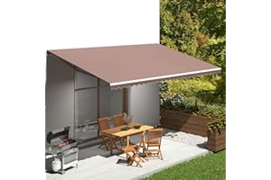 puraday Tissu de rechange pour store banne 6 x 3,5 m - Marron - Tissu de rechange en polyester imperméable avec revêtement PU