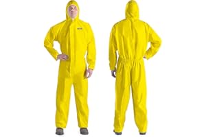 YIBER Combinaisons de Protection Jetables Hazmat | Combinaisons de Protection Complète en 7 Tailles avec Multiples Spécifications & Matériau PPSB Robuste & Film PE | Sûres pour d'innombrables Applications
