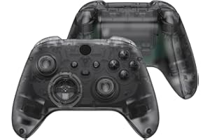 eXtremeRate Full Set Shell Buttons for Xbox Series X & S Controller, Clear Black Replacement Side Rails Grips Front Back Plate Cover