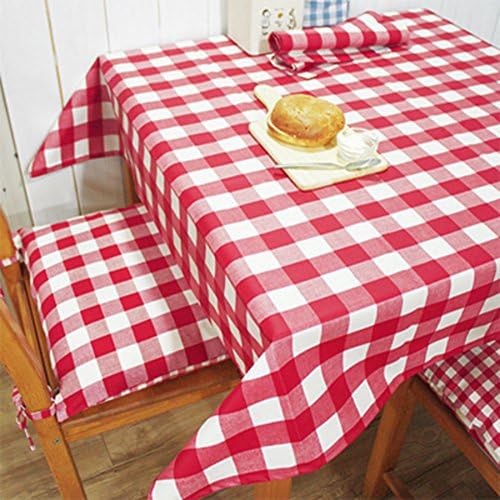Pastoral Padded Waterproof Red And White-checkered Table Cloth,Tablecloth,Square Square Table Cloth-A 90x90cm(35x35inch)