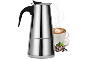 MVPACKEEY Moka Pot Coffee Pots Stove Top Moka Pot Coffee Moka Espresso Maker Pot Stainless Steel Espresso Moka Pot Coffee Making Kettle for Home Office Coffee Lovers(300ml(6 Cups))