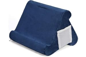 ZAJCI Pad Pillow - Support de Tablette Souple avec Poche en Filet - Support Universel Multi-Angle de Tablette Lit, Support pour Tablette Smartphones Livres Magazines Liseuse (Bleu Marine)