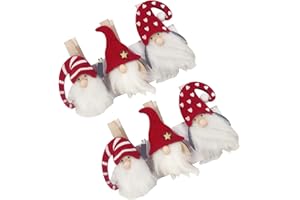 UPKOCH 6 Pezzi Clip Natalizie in Legno Con Babbo Natale Mollettine Decorazione Casa Segnaposto Natale Foto Clip Fotografiche Per Feste E Regali