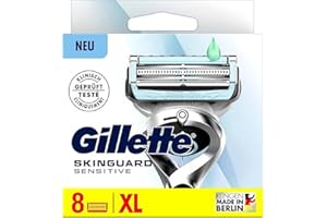 Gillette SkinGuard Sensitive - Cuchillas de afeitar para hombre, 8 cuchillas de repuesto para afeitadora húmeda, con tiras deslizantes mejoradas, aptas para mangos de fusión, regalo para hombres