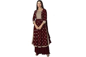 Xomantic Fashion Women's Ethno Wear Nyra Cut Embroidery Kurti Plazzo and Dupatta