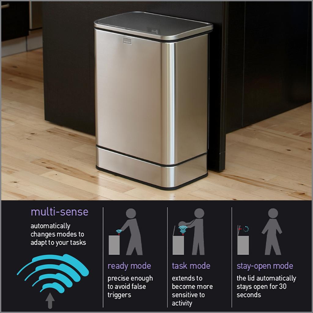 simplehuman Rectangular Sensor Bin, 55 L FingerprintProof Stainless