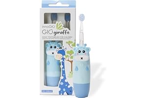 innoGIO Cepillo de Dientes Eléctrico Infantil GIOgiraffe - 7 Colores LED, Mango Silicona, 4 Modos, Temporizador 2 min, Apto Niños entre 2 y 12 años, Azul, Pila AAA no incluida (Cabezal Incluido)