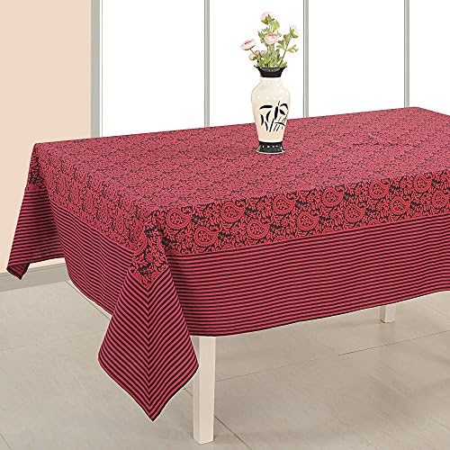 Indian Table Decor Rectangular Floral Print Cotton Tablecloth 60 x 90 Inches - 6 Seater