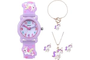 HMJIA Mädchen und Jungen Analog Quarz Uhr mit Cartoon Design 30M wasserdichte SilikonArmband Japanischen Quarzwerk Lern Armbanduhr für Kinder 3-10 Jahre