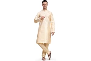 SKAVIJ Herren Indische Ethnischen Langarm Kurta Pyjama