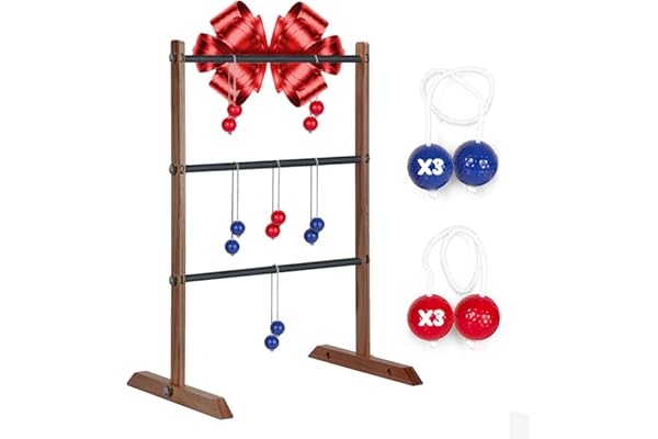 Ladder Toss® | Jeu d'Adresse en Bois pour Enfant & Adulte | 1 Echelle + 12 Bolas + 1 Housse de Protection | Jeux de Lancer | Jouet Exterieur Plein Air Outdoor Game | Balles Golf | OriginalCorner®