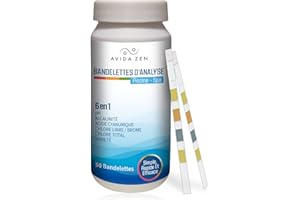 AVIDA ZEN Bandelette Piscine 6 EN 1-50 Bandelettes Test Piscine - Testeur pH Chlore Piscine - Test Piscine Chlore et pH - Analyse Eau Piscine Rapide et Complète!