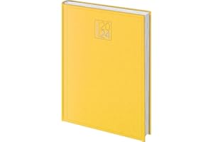 HONOH Agenda Giornaliera 2024 15x21 cm Formato A5 - Agenda 2024 da Lavoro, Agenda con Copertina Rigida per Appuntamenti, Planner 2024 Casa e Lavoro (Giallo)