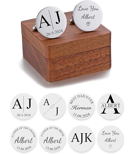 Manschettenknöpfe & Krawattenklammer Set Für Herren – Personalisierbar Mit Initialen, In Geschenkbox