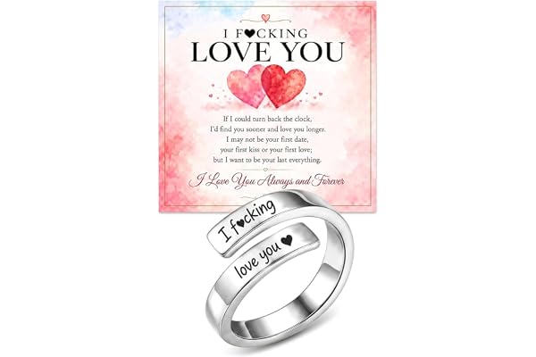 I Fcking Love You-ring för kvinnor justerbara löftesringar för henne | Hoppningsringar, gåvor till fru, årsdag, alla hjärtans dag, vänskapsgåvor, rostfritt stål öppen ring, julklapp