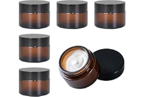 TOLENRE Vasetti di Vetro Ambrato 6 Pezzi Vasetti Barattoli per Crema 30ml/50ml Marrone Ricaricabili Barattoli per Unguenti per Donne Ragazze Cosmetici Creme Lozioni Oli Essenziali in Polvere (30g)