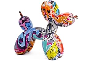TUHNHGD Balloon Dog Ornament, Balloon Dog Sculpture, Dog Ornaments, Office Ornament, Creative Cute Animal Crafts Small Figurines Balloon Dog Figurines ﻿ (Graffiti)