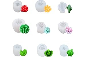 VULEVIRTUE 9Stück Silikonform für Sukkulenten,Sukkulent Silikonform,Saftige Kaktus Silikonform,für Handgemachte Kerzen,Tortendeko,Seife,Harz,DIY Handwerk