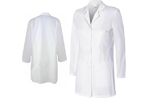 STEK Professional White Lab Coat, Unisex Medical Coat Cotton Polyester Scientist Lab Coats Protective Work wear Doctor Students School Coat, Unisex Food Coat Chemistry Laboratory Coat Costume with Pockets.