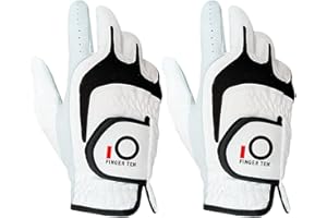 FINGER TEN Guanto da Golf Uomo in 2 Pezzi di Mano Sinistra o 2 Pezzi di Mano Destra Resistente agli Agenti Atmosferici in Pelle Cabretta Manico Morbido Comfort Durevole Guanti da Golf S M L XL