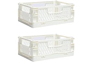 EURXLQ 2 Stück Klappbox,Klappkiste Körbe Aufbewahrung Zusammenklappbarer Tragbar Aufbewahrunskisten Bunt aufbewahrungskiste Geeignet für Küche,Bad,Büro,Schlafzimmer (Weiß, 15×10×6cm)