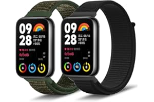 Niboow Armband für Xiaomi Smart Band 9 Pro/Xiaomi Smart Band 8 Pro, Nylon Einstellbar Klettverschluss Ersatzband Armbänder Ersatzarmbänder für Xiaomi Redmi Watch 5/Xiaomi Redmi Watch 4 - Grün+Schwarz