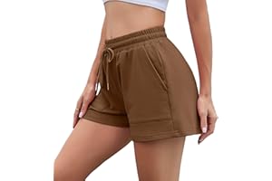 Irdcomps Pantalón Deportivo Mujer Verano Shorts Deporte Jogging Fitness Corto para Correr Algodón Pantalones Sudor Ciclismo Salón Cintura Alta con Bolsillos