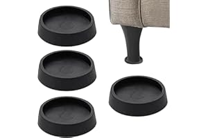 ACOBETEYLN 4PCS Furniture Caster Cups, 2.5inch Round Rubber Caster Pad,Non-Slip Feet Pad, Furniture Mat,Chair Leg Floor Protector Carpet Bed Cabinet Sofa Chair Table Piano-Black