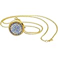 JewelryWe Vintage Pocket Watch for Women Classic Gold Plated Round Analog Quartz Watch Clock Pendant Necklace Watch with Chain, for Mothers Day