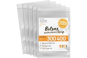 SIDI GLOBAL MARKET Bolsas de Plástico Transparente para Congelar Alimentos, Bolsitas con Autocierre para Cumpleaños, Regalo, Chuches, Viaje, Organizador, Envasar al Vacío, Porta Alimentos - SIDI (300x400mm, 100uds)