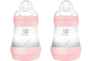 MAM Butelka do karmienia Easy Start antykolowa, zestaw 2 sztuk, z silikonowym smoczkiem SkinSoftTM, 0+ miesięcy, 160 ml, różowy