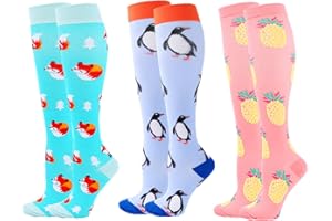 Zingso Skarpety uciskowe dla mężczyzn i kobiet, 3 pary 20-25 mmHg, pończochy uciskowe, do biegania, podróży, lotu, pielęgniarki, ciąży, sportu