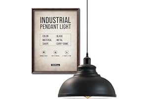 LEDSone Industriel Suspension Luminaire Rétro Lustre Plafonnier Vintage Lampe Éclairage de Plafond Abat-jour en Métal pour Restaurant Salon Chambre Cuisine Bar Couloir (Blanc) (Noir)