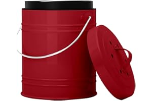 ‎COOLER KITCHEN 5 Liter Küchen Bio Mülleimer und geruchsdichter Komposter Eimer mit Aktivkohlefilter im Deckel – Biomülleimer Mülltonne mit Kunststoff Inneneimer – robuster Komposteimer Abfallbehälter | EINWEG