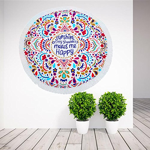 KING DO WAY 2 mm / 0,08 “ Gesäumt Baumwolle Strand Runde Mandala Sunscreen Schal Wandteppich Wickelrock Yoga-Matte Indischen Handtuch Für Outdoor Sandstrand Und Innen Dekoration - 3
