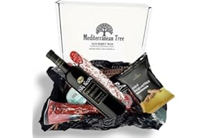 MEDITERRANEAN TREE Caja cesta de regalo Gourmet Vino Crianza Embutidos y Patés Ibéricos seleccion Fuet y Picos de Pan artesanos –Pack elegante Ideal para Navidad, Empresas Cumpleaños y Celebraciones Especiales