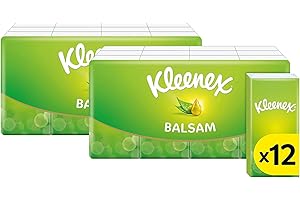 Kleenex Balsam Tissues with Aloe Vera & Vitamin E - Ultra-Soft Facial Tissue Paper - Travel Tissues for On-The-Go -Tissues Pocket Packs - Moisturizing Pocket Tissues - 2 Pack + Cheeroo Magnet