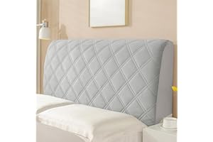 YUEZHONG Premium Velvet Thicken Bed Headboard Cover for Full Queen Size, Quilted Headboard Slipcover, for Bedroom Decor, Washable(Light Gray,King/190cm/75in)