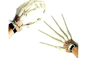 LONGLU Halloween Wearable Articulated Finger Extensions Skull Bone Fingers Prop Claw Gloves, un par de guantes de cosplay, aptos para todos los dedos, garras de mano flexibles